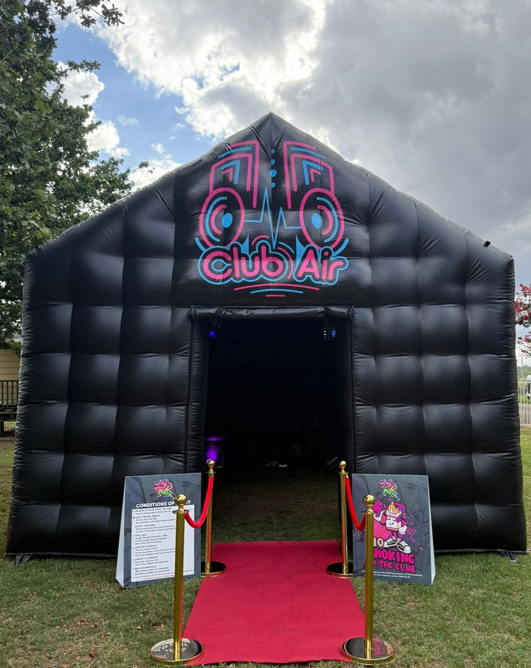 Red carpet entry to a Club Air inflatable nightclub at a Sydney party